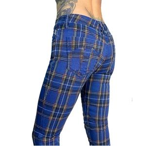 Tripp NYC Dang Goodman midnight blue plaid straight leg pants